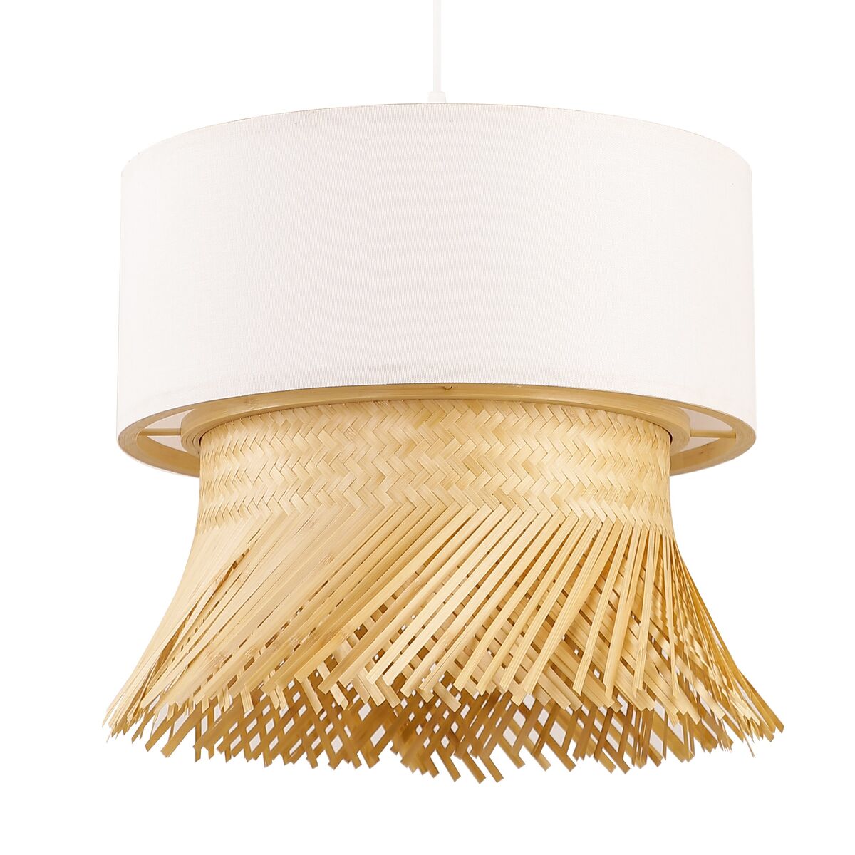 Taklampa DKD Home Decor Polyester Bambu (40 x 40 x 39 cm)